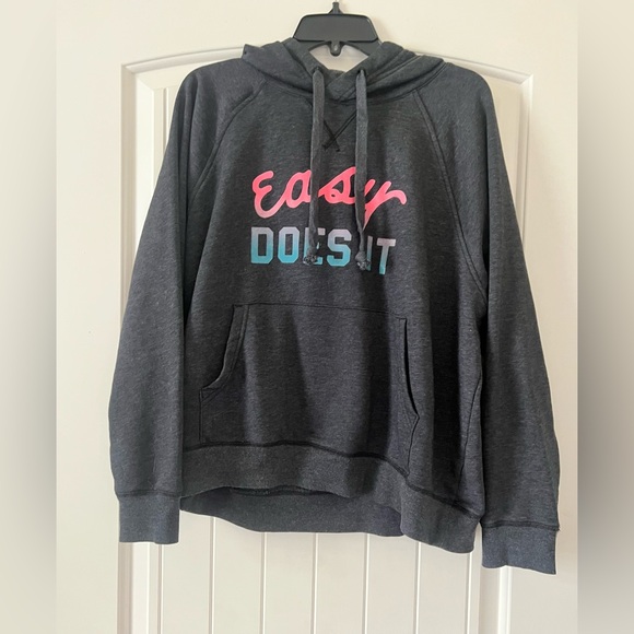 Old Navy XL Blue Easy Does It Hoodie Sweatshirt Women’s Cropped Oversized Soft - Picture 4 of 4